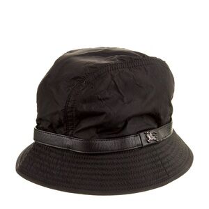 Burberry Authentic Bucket Hat with Leather Trim